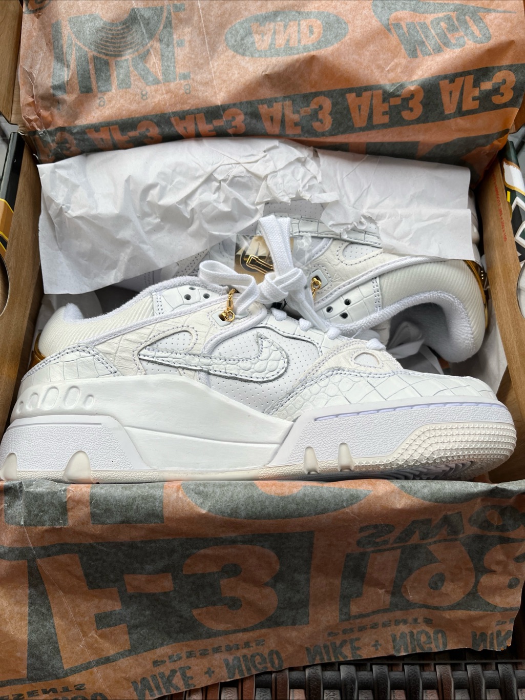 Nike Air Force 3 Low Nigo X 'White Metallic Gold' (Hf7630-100) Size5m Size 6.5w